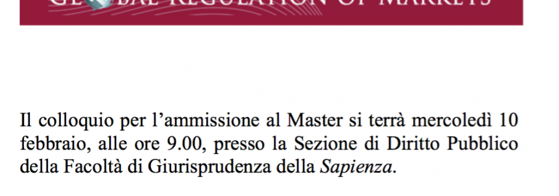 Colloquio di ammissione al Master